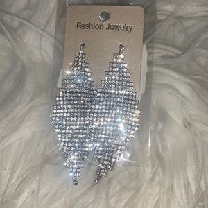 Women’s Silver Rhinestone Dangling Earrings